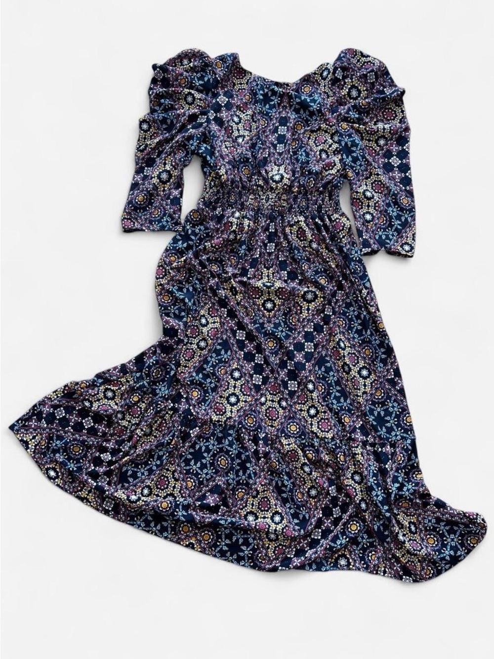 WAYF Boho Maxi Dress Long Puff Sleeves NWOTs Open Back Dark Cottage Whimsygoth L